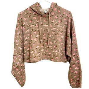 Row A Floral Cropped Hoodie Neutral Size S